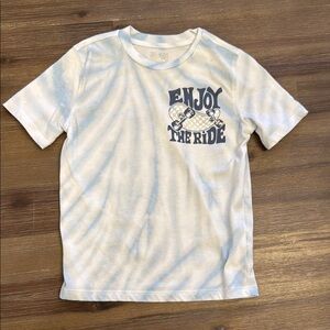 Kids 'Enjoy The Ride' Tie-Dye Tee - White and Blue